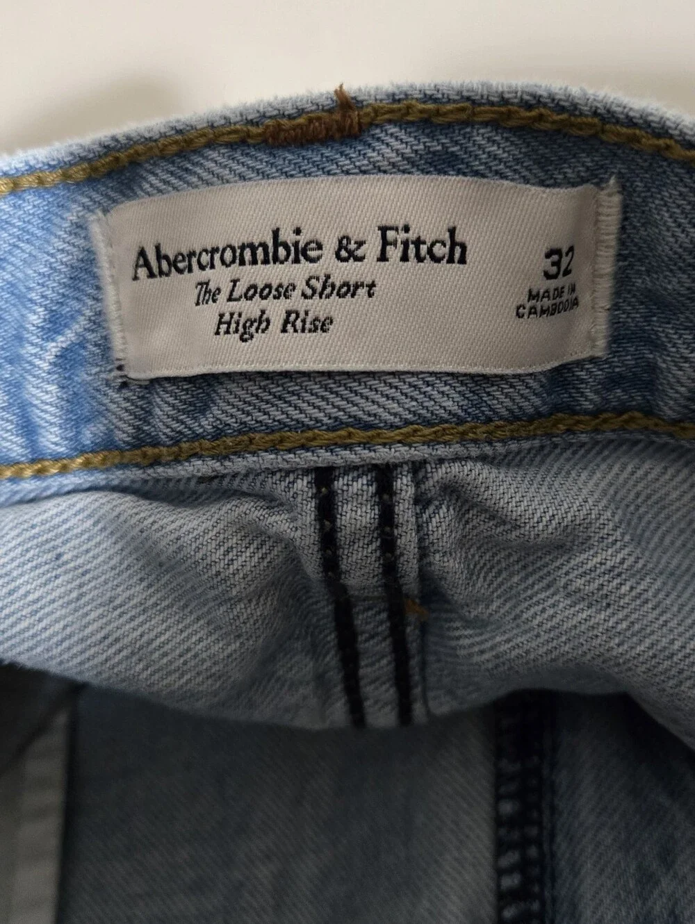 Abercrombie The Loose Fit High Rise Light Wash Distressed Denim Shorts - Size 32